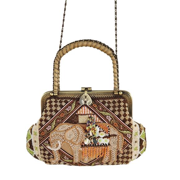 Vintage Beaded Elephant Statement Bag | Detachable Chain | Resort Glam